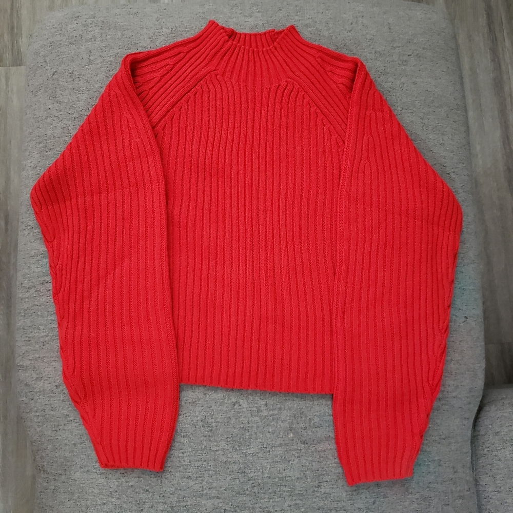 H&M Size L Red Slim Fit Mockneck / Turtleneck Sweater